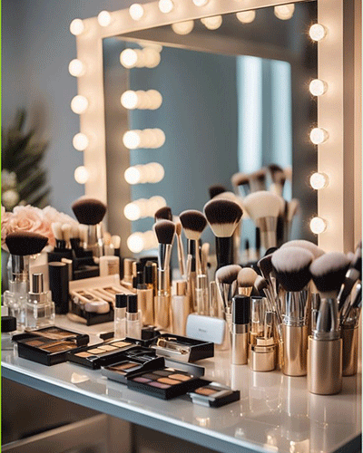 Mobiler Styling-Service von First Love mit professionellem Make-up-Tisch und Spiegelbeleuchtung